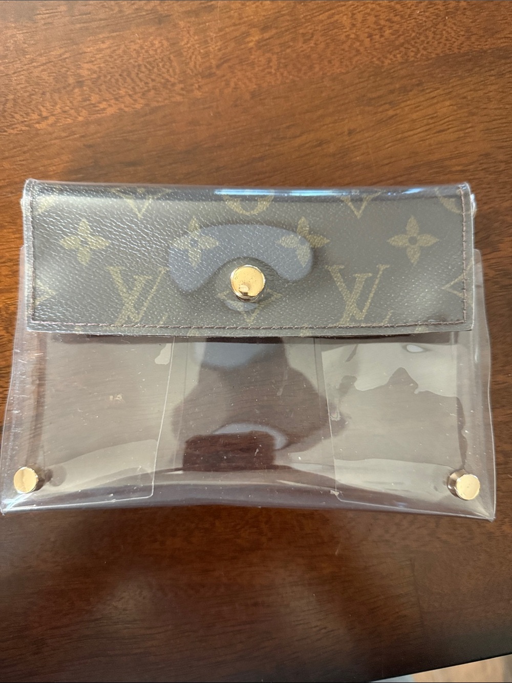 Louis Vuitton Monogram PVC Clutch with Brown Flap and Gold Hardware